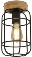 Plafoniera Industrial-Nordico Visione Acciaio Nero Marrone 1 Luce E27