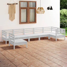 Set divani da giardino 7 pz in legno massello di pino bianco