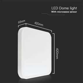 Plafoniera LED bagno con sensore 36W 230V IP44 4000K 42x42 cm + telecomando
