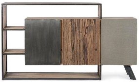 Credenza MANCHESTER in legno di mango e acciaio nero, 175x38x100 cm