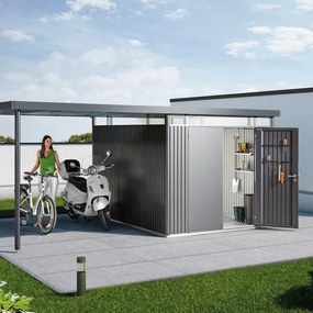 Tettoia Highline H5 in acciaio grigio scuro L 282 x P 300 cm struttura grigio