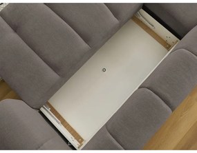 Divano angolare grigio tortora allungabile e con contenitore (penisola a sinistra/chaise lounge) con rivestimento in ciniglia Fuji – Bobochic Paris