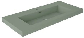 Lavabo a incasso rettangolare vasca centrale Nantes L 101 x H 6 x P 46 cm in resina verde satinato