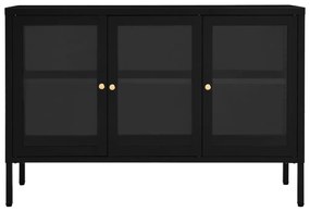 Credenza nera 105x35x70 cm in acciaio e vetro