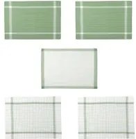 Set 5 strofinacci 50x70 cm cotone righe verde