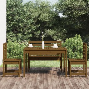 Set da Pranzo da Giardino 4 pz Miele in Legno Massello di Pino