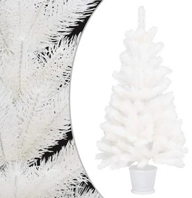 Albero di Natale Preilluminato con Palline Bianco 90 cm