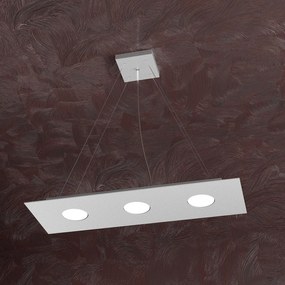 Lampadario Moderno Rettangolare Area Metallo Grigio 3 Luci Gx53