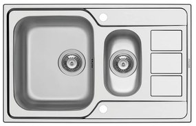Lavello integrato 1.5 vasche con gocciolatoio a destra DELINIA Athena inox L 50 x L 79 cm argento