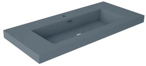 Lavabo a incasso rettangolare vasca centrale Nantes L 101 x H 6 x P 46 cm in resina blu satinato
