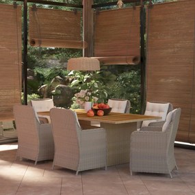 Set da pranzo da giardino 7 pz in polyrattan marrone