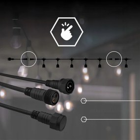 Catena luminosa decorativa LED per esterni 5xE27/1W/230V 5,94 m IP44 nero