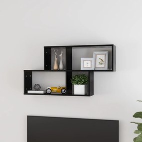 Scaffale A Parete Nero 100x18x53 Cm İn Legno Multistrato /