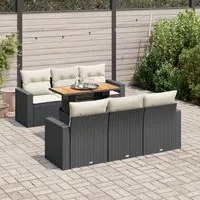 Set Divani da Giardino con Cuscini 7pz Nero Polyrattan 3326996