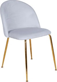 Sedia da pranzo in velluto Grigio Perla con gambe in metallo Oro - PARIS 2 sedie