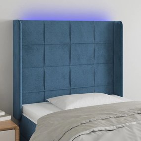 Testiera A Led Blu Scuro 83x16x118/128 Cm İn Velluto /