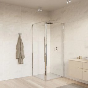 Lato fisso per box doccia Top H 200cm X 92.5-94cm Sp. 6 mm vetro trasparente profilo nero