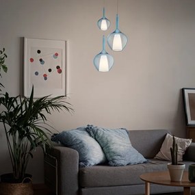 Ideal Lux - Lampada a sospensione con cavo KALIQUE 1xE27/42W/230V Ø 18 cm blu fumé