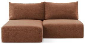 Divano angolare color mattone allungabile/con contenitore (con penisola a sinistra) Kalena – Makamii