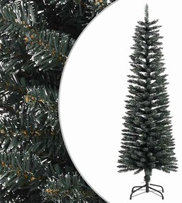 Albero Di Natale Artificiale Sottile Con Base Verde 150 Cm Pvc /