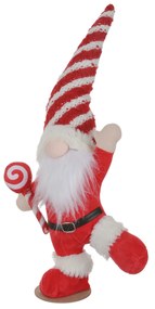 Gnomo Natale piede alzato 45 cm cappello rosso righe