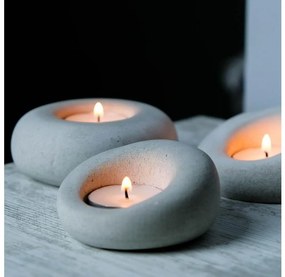SET 3x Supporto per candele da tè 10cm/9cm/8cm in cemento