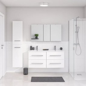 Mobile bagno con lavabo L 121 x H 53.7 x P 47.5 cm bianco opaco 4 cassetti per doppia vasca Perla
