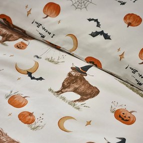 Set copripiumino e federa greige per letto singolo 135x200 cm Halloween Highland Cow – Catherine Lansfield