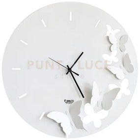 Orologio da parete minimal con farfalle butterfly spring bianco in ...