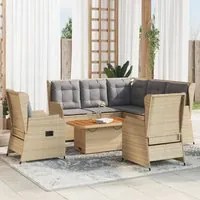 Set Divani da Giardino 6 pz con Cuscini in Polyrattan Beige 3262469