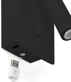 FARO 62116 - Faretto LED da muro  SUAU LED/3W/230V USB nero