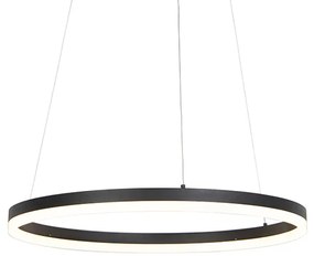 Lampada a sospensione di design nera 60 cm con LED dimmerabile a 3 livelli - Anello