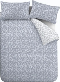 Set copripiumino e federa blu in percalle di cotone per letto matrimoniale/per letto esteso 3 pezzi 230x220 cm Shadow Leaves – Bianca
