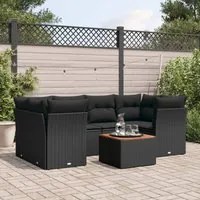 Set Divani da Giardino con Cuscini 7pz Nero Polyrattancod mxl 112433