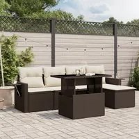 Set Divano da Giardino 6 pz con Cuscini Marrone in Polyrattan 3267873