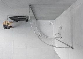Mexen Rio cabina doccia semicircolare 70 x 70 cm, trasparente, cromo + piatto doccia, bianco - 863-070-070-01-00-4710