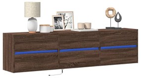 Mobile Tv A Parete Con Led Rovere Marrone 180x31x45 Cm /