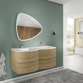 Mobile sottolavabo e lavabo Armonia rovere oro in mdf L 140 x H 56 x P 49 cm 2 vasche 4 cassetti