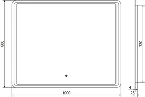 Mexen Zusa specchio da bagno retroilluminato 100 x 80 cm, LED 6000K, antiappannamento - 9808-100-080-611-00