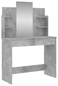 Toeletta con specchio grigio cemento 96x39x142 cm