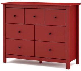 Cassettiera bassa rossa in legno di pino 110x80 cm Misti - Marckeric