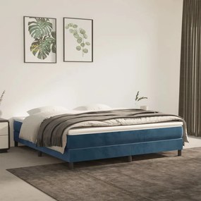 Giroletto A Molle Con Materasso Blu Scuro 160x200 Cm İn Velluto /