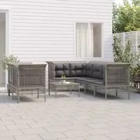 Set Divani da Giardino 8 pz con Cuscini in Polyrattan Grigiocod mxl 100652