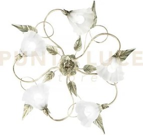 Plafoniera isotta avorio 5 luci attacco e14 68x20cm in metallo con ...