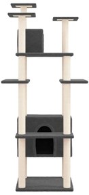 Albero per gatti con tiragraffi in sisal grigio scuro 162 cm