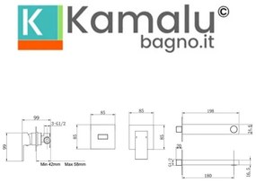 Kamalu - miscelatore lavabo da incasso linea squadrata in ottone| kam-diana
