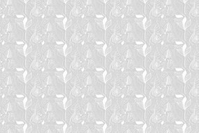 Carta da parati – Foglie magiche in versione grigia