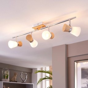 Plafoniera soffitto Vivica Lindby, dimmerabile, Legno chiaro, Soggiorno / Sala da pranzo, Legno, Scandinavo, Plafoniera