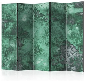 Paravento design Memoria smeraldo II (5 parti) - ornamenti verde disegnati