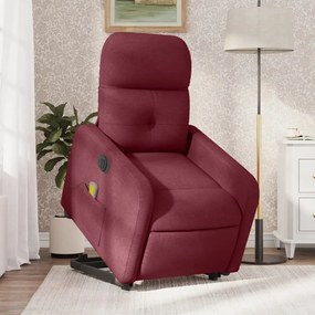 Poltrona Alzapersona Massaggiante Elettrica Rosso Vino Tessuto /
